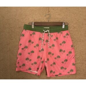 Public Rec Board Shorts Mens Sz S Coral Pink Palm Trees 6" Inseam‎ Pockets